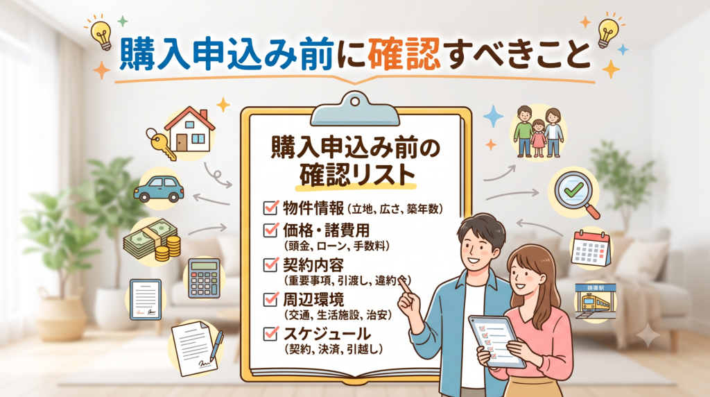 いざ不動産の購入申込み(買付)!でもその前にちょっと待って。資金計画、境界線、ライフラインから、ハザードマップや登記上の権利関係まで、買付証明書を提出する前に絶対に確認しておくべき10個の必須チェックリストを不動産のプロが解説します。後悔しないマイホーム購入のために必見です。