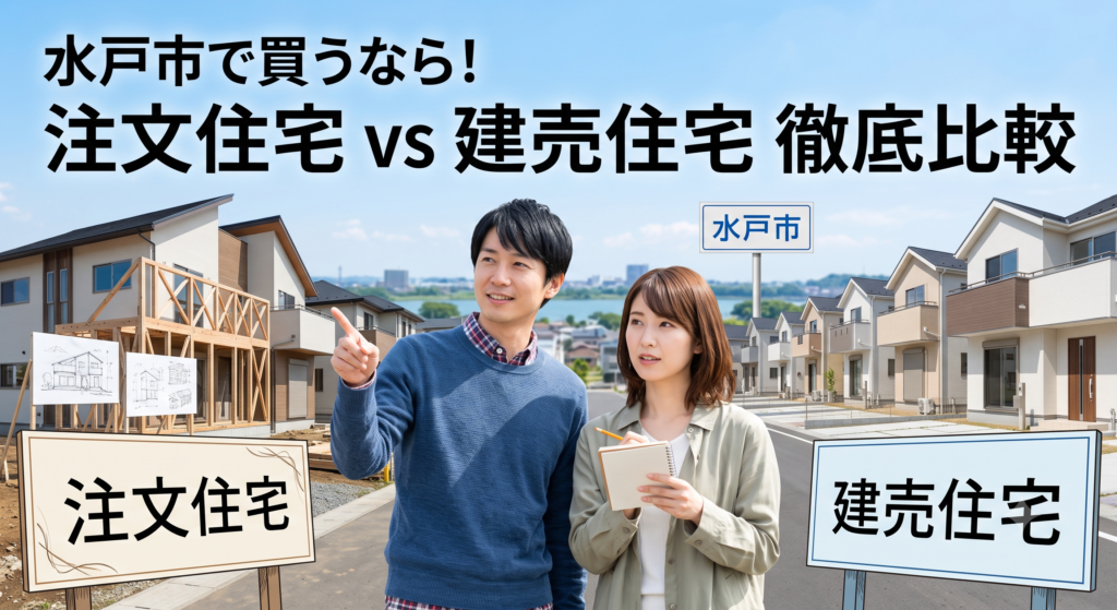 水戸市でマイホームを買うなら、自由度の高い「注文住宅」?それともコスパ最強の「建売住宅」?それぞれのメリット・デメリットから、車社会の茨城ならではの注意点(駐車スペースや立地の重要性)まで不動産のプロが徹底比較!ご家族の予算と理想の暮らしにぴったりの「後悔しない選び方」を解説します。