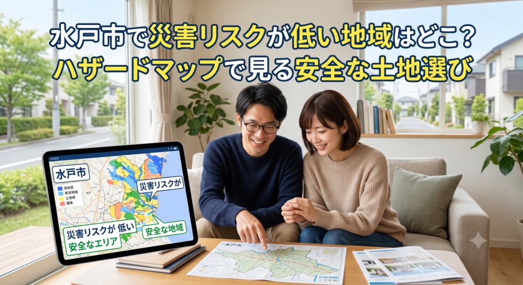 マイホーム選びで「災害への強さ」を重視する方が急増しています。那珂川や桜川の水害リスクを持つ水戸市において、浸水や地盤リスクが低い安全な地域(見川・赤塚・双葉台などの高台エリア)を不動産のプロが解説!ハザードマップの正しい見方と、後悔しない土地探し・事前調査の鉄則をご紹介します。