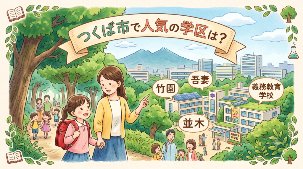 つくば市でマイホームを建てるならどの学区が良い?教育環境を重視するファミリー層から圧倒的な支持を集める「竹園・吾妻学区」や、移住者が続出する人気の小中一貫校「みどりの学園」「学園の森」義務教育学校の特徴を徹底解説!さらに、つくば市ならではの「学区限定の土地探し」に潜む予算オーバーの罠と、競争を勝ち抜くためのプロの戦略をご紹介します。