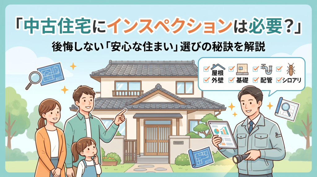 中古住宅の購入で「インスペクション（住宅診断）は本当に必要？」と迷っていませんか？数万円の費用をケチった結果、購入後に雨漏りやシロアリが発覚し、数百万円の想定外の出費に苦しむケースが後を絶ちません。不動産のプロが、インスペクションを「絶対にやったほうがいい」3つの理由と、他社が「不要だ」と言う裏事情を徹底解説。他社で見つけた物件でも安心の【無料LINEセカンドオピニオン】の活用法もご紹介します。