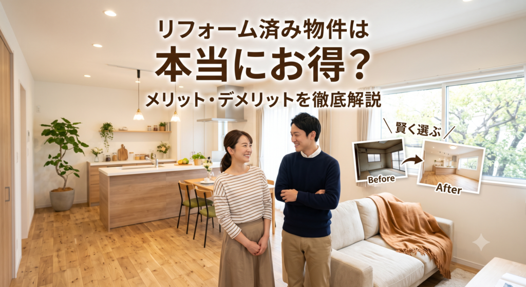 「内装が新築みたいに綺麗ですぐ住めるから、リフォーム済み物件はお得！」と飛びつく前にちょっと待って！実は「表面の壁紙だけ新しくした」物件や、業者の利益がたっぷり上乗せされた割高な物件も存在します。不動産のプロが、買って後悔しないための「見えない罠」の見抜き方と、他社で見つけた物件でも安心の【無料LINEセカンドオピニオン】の活用法を徹底解説します。
