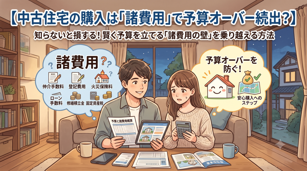 「2,000万円の中古住宅だから、今の貯金で買える！」と安心していませんか？実は中古住宅の購入には、仲介手数料や登記費用、各種税金など、物件価格の「約7〜10%」もの諸費用（現金）が別途必要になります。後から「お金が足りない！」とパニックにならないための諸費用の内訳と、手出し現金を抑える賢い住宅ローン術をプロが徹底解説。他社物件の本当の総額を丸裸にする【無料LINEセカンドオピニオン】も受付中！