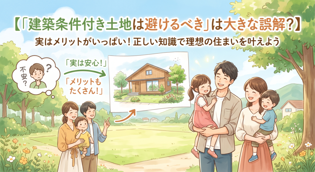 「建築条件付き土地はやめたほうがいい」というネットの噂だけで、条件の良い土地を諦めていませんか？実は、指定された建築会社を正しく見極めることさえできれば、好立地とコスパを両立できる「最高の選択肢」になります。不動産売買の現場で実際に起きているメリットと、絶対に予算オーバーしない総額で賢く家を建てるためのポイント、「セカンドオピニオン」の活用法を実務家が解説します。