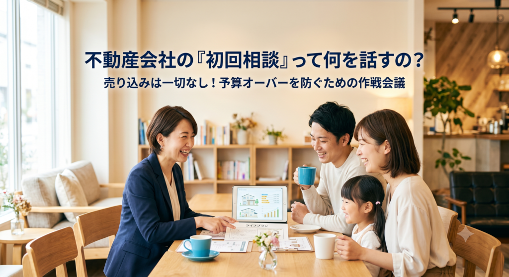 「不動産会社に行くと、いきなり物件を売り込まれそうで怖い…」そんな不安をお持ちではありませんか?実は、後悔しない家づくりにおいて、初回相談でいきなり物件を探すのは失敗の元です。私たちが初回相談で行うのは、強引な営業ではなく、見えない隠れコストを排除し「絶対に予算オーバーしない総額」を導き出すための『作戦会議(資金計画)』です。不動産売買の現場から、初回相談のリアルな流れと、事前にLINEで手軽に相談できるセカンドオピニオンの活用法を解説します。