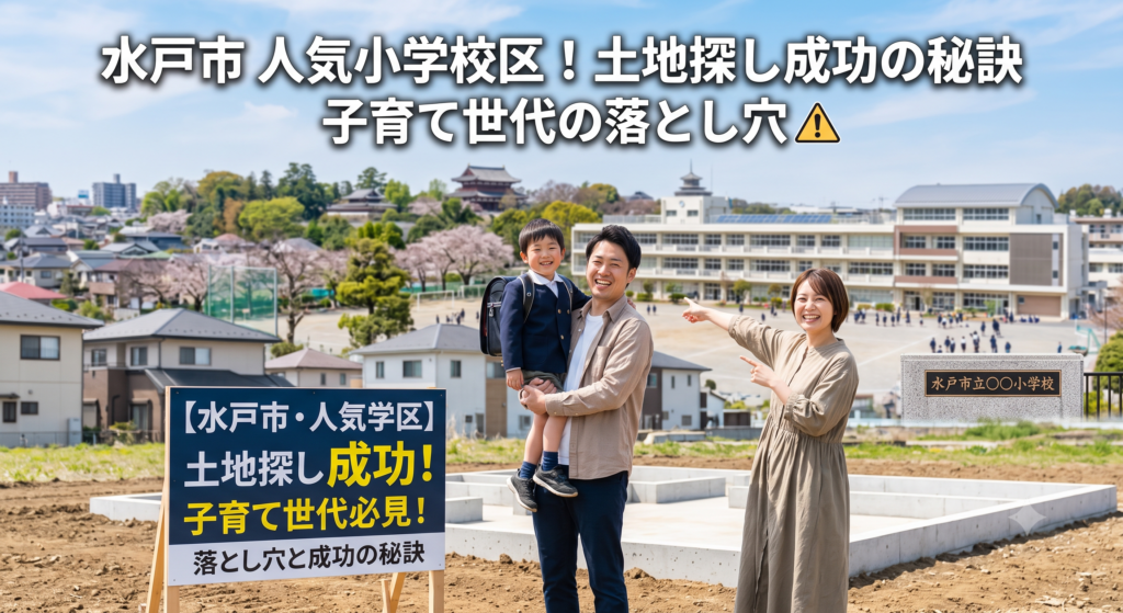 水戸市でマイホームを建てるならどの学区が良い?教育環境を重視するファミリーに圧倒的人気の「三の丸」「梅が丘・見川」「笠原・千波」小学校区の特徴を不動産のプロが徹底解説!さらに、学区限定の土地探しで陥りがちな「予算オーバーの罠」と、競争率の高いエリアで未公開物件を勝ち取る成功の秘訣をご紹介します。