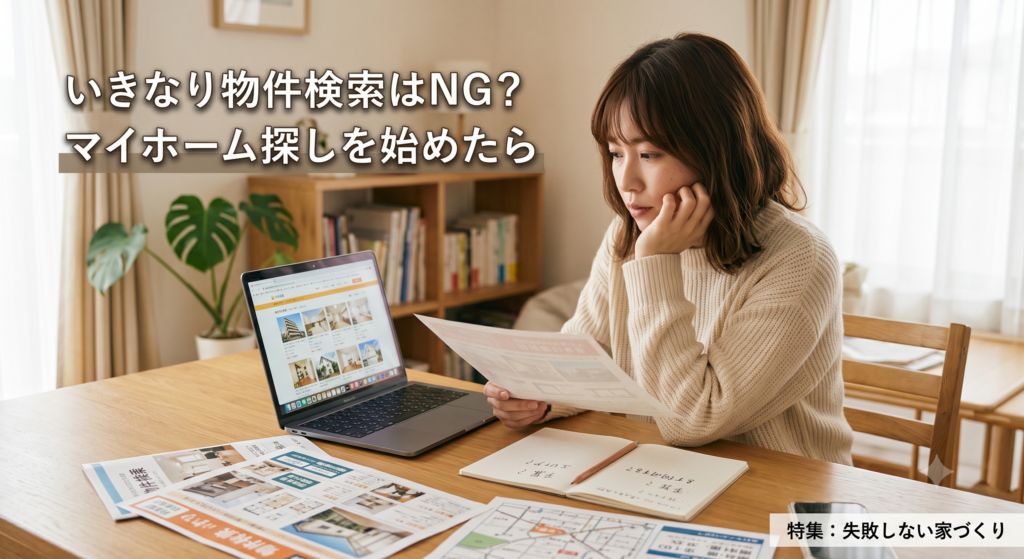 「家が欲しいけれど、何から手を付ければいいの?」とお悩みの方へ。いきなりスマホで物件を検索したり、住宅展示場に行ったりするのは実は失敗の元です!後悔しないマイホーム購入のために、不動産のプロが教える「絶対に最初にやるべき3つのステップ(資金計画・条件整理・パートナー探し)」をわかりやすく解説します。