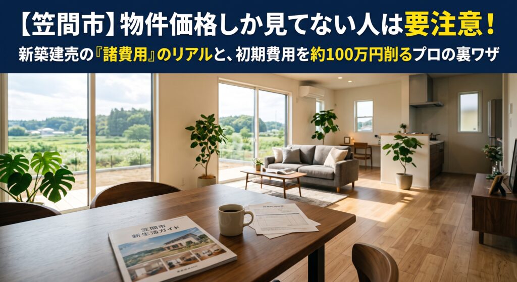 「笠間市内で予算にピッタリの新築建売を見つけた!」と喜んでいませんか?実は家づくりには、物件価格以外に登記代やローン手数料などの「諸費用」が約150万〜200万円かかります。これを計算に入れずにギリギリの予算を組むと、後から現金が足りなくなる悲劇に。不動産の実務家が諸費用のリアルな内訳を暴露し、トチラボの『購入サポート』を利用して仲介手数料(約80万円〜)を最大無料にする賢い資金計画のハック術を徹底解説します。