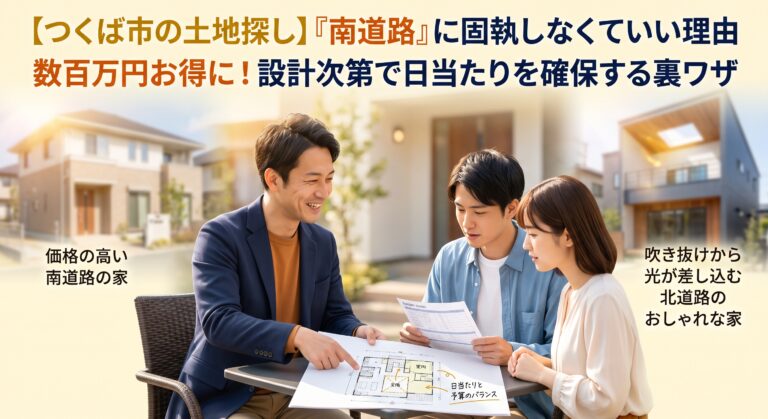 【つくば市】「南道路の土地」に固執しなくていい理由。設計次第で日当たりを確保できるはず！