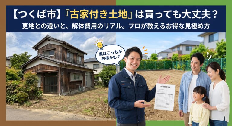 【つくば市】古家付きの土地は買い？更地渡しとの違いと、購入前に確認すべき解体費用のリアルな裏事情