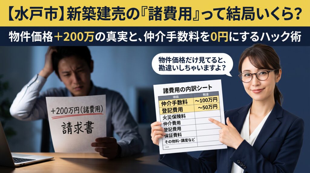 「2,980万円の新築建売なら、2,980万円で買える」と思っていませんか?実は、登記費用やローン手数料、そして仲介手数料など、物件価格以外に「約200万円〜300万円」の諸費用が必ずかかります。不動産実務家が、諸費用のリアルな内訳と、トチラボの『購入サポート』で仲介手数料(約100万円)を最大無料にして総額を劇的に削るプロのハック術を徹底解説します。