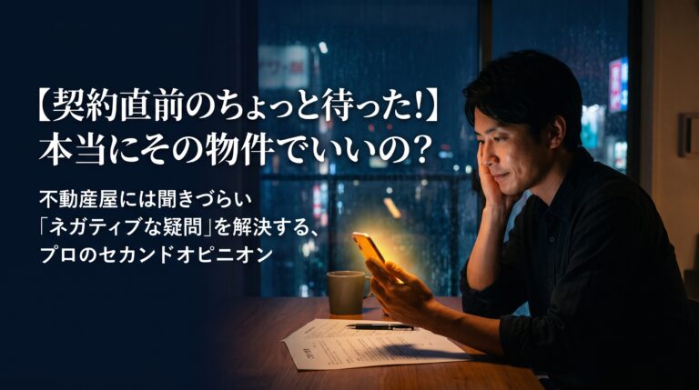 【不動産のセカンドオピニオン】契約直前の「ちょっと待った！」不動産屋に聞きづらいネガティブな疑問解決
