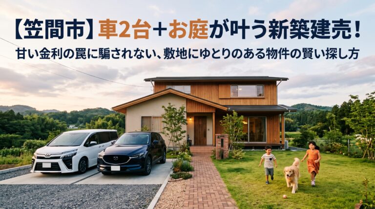 【笠間市・新築建売】「車2台駐車＋ちょっとのお庭」が叶う！甘い金利の罠を防ぎ、余裕のある住まい